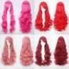 Women Wavy Sweet 80cm Long Pink Red Orange Red Lolita Fashion Wigs With Bangs -Cosplay 001