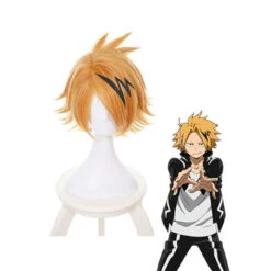 Anime My Hero Academia Denki Kaminari Short Blond Cosplay Wigs With Free Headwear