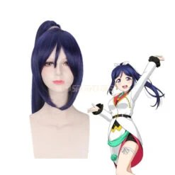 Anime LoveLive!Sunshine!! Matsuura Kanan Long Dark Blue Cosplay Wigs
