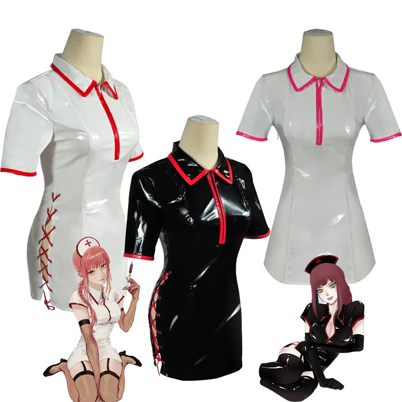 Anime Chainsaw Man Makima Power Nurse Uniform Cosplay Costumes 3 Anime Chainsaw Man Makima Power Nurse Uniform Cosplay Costumes