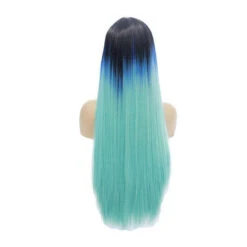 Lace Front Wigs 60cm Long Straight Dark Blue Fade Light Blue Cosplay Wigs -Cosplay 11008068383 729774117