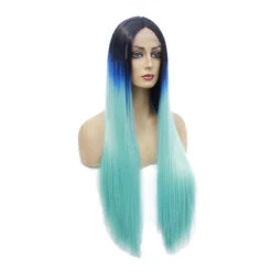 Lace Front Wigs 60cm Long Straight Dark Blue Fade Light Blue Cosplay Wigs -Cosplay 11067752872 729774117
