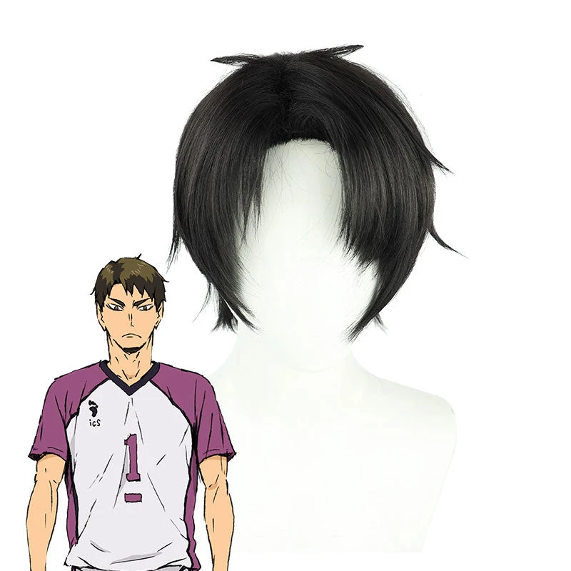 Anime Haikyuu Shiratorizawa Academy Ushijima Wakatoshi Black Cosplay Wigs 3 Anime Haikyuu Shiratorizawa Academy Ushijima Wakatoshi Black Cosplay Wigs