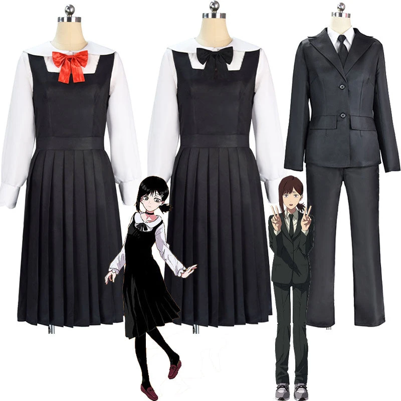 Anime Chainsaw Man Kobeni Higashiyama Black Dress Suit Cosplay Costumes 3 Anime Chainsaw Man Kobeni Higashiyama Black Dress Suit Cosplay Costumes