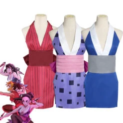 Anime Demon Slayer Kimetsu No Yaiba Makio Suma Hinatsuru Slit Skirt Cosplay Costumes