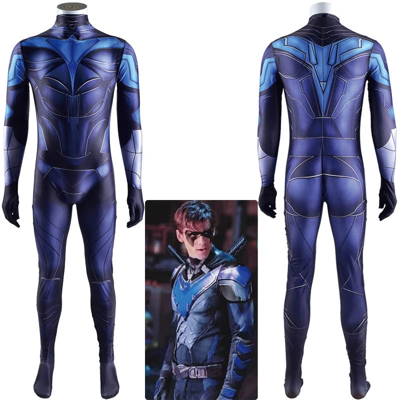 DC Teen Titans Go Nightwing Jumpsuit Cosplay Costumes 3 DC Teen Titans Go Nightwing Jumpsuit Cosplay Costumes