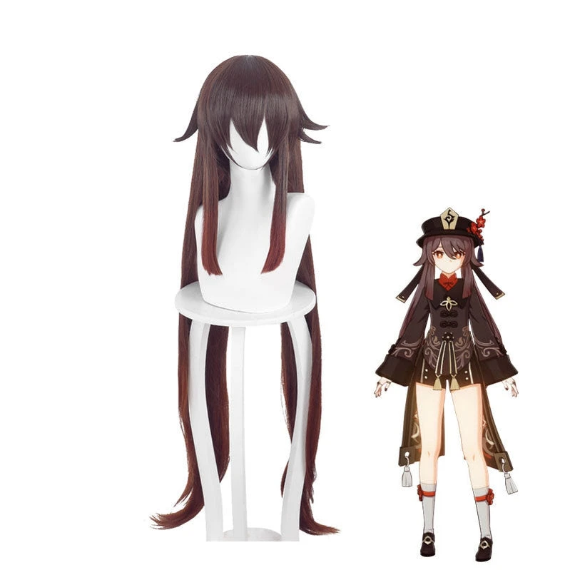 Game Genshin Impact Hu Tao Dark Brown Long Cosplay Wig 3 Game Genshin Impact Hu Tao Dark Brown Long Cosplay Wig