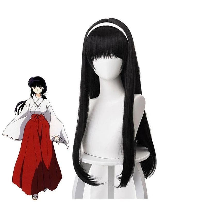 Anime Inuyasha Kikyo Long Straight Black Cosplay Wigs 3 Anime Inuyasha Kikyo Long Straight Black Cosplay Wigs