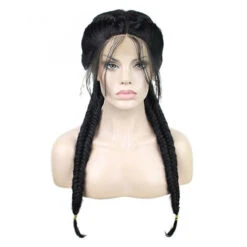 Women Lace Front Wigs Long Black Fishtail Braids Cosplay Wigs