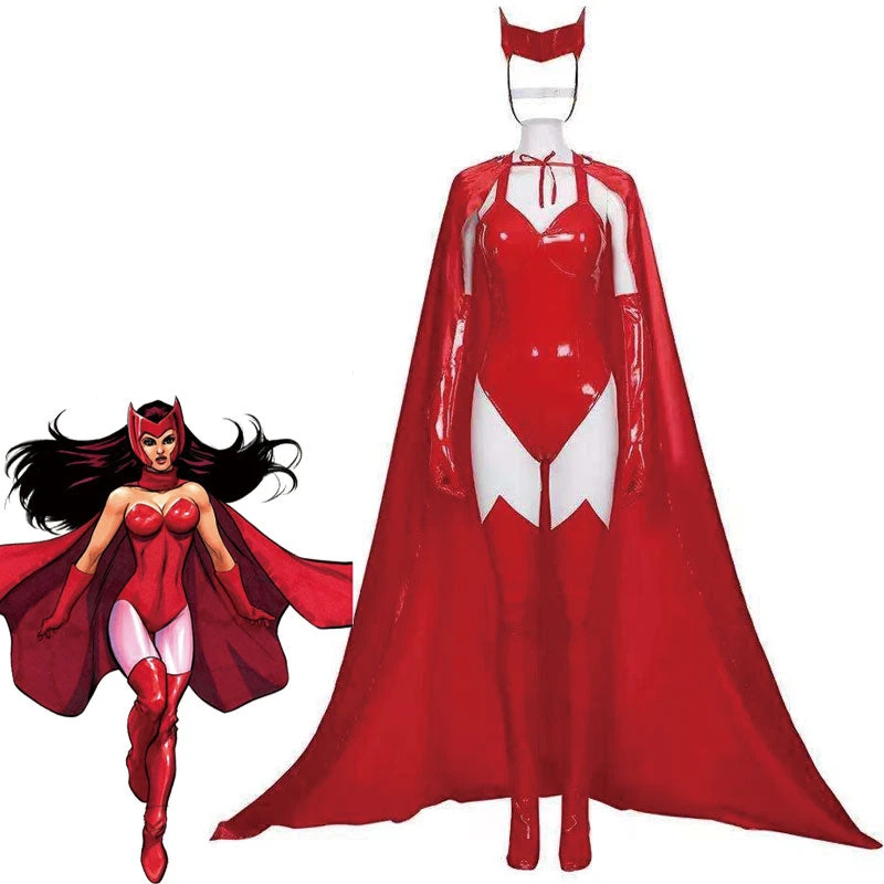 Wanda Vision Wanda Maximoff Scarlet Witch Cosplay Costume With Cloak 3 Wanda Vision Wanda Maximoff Scarlet Witch Cosplay Costume With Cloak