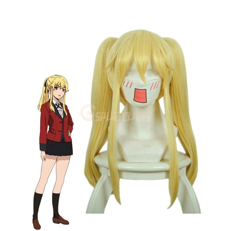 Anime Kakegurui Meari Saotome Mary Saotome Blonde Double Ponytail Synthetic Cosplay Wig 3 Anime Kakegurui Meari Saotome Mary Saotome Blonde Double Ponytail Synthetic Cosplay Wig