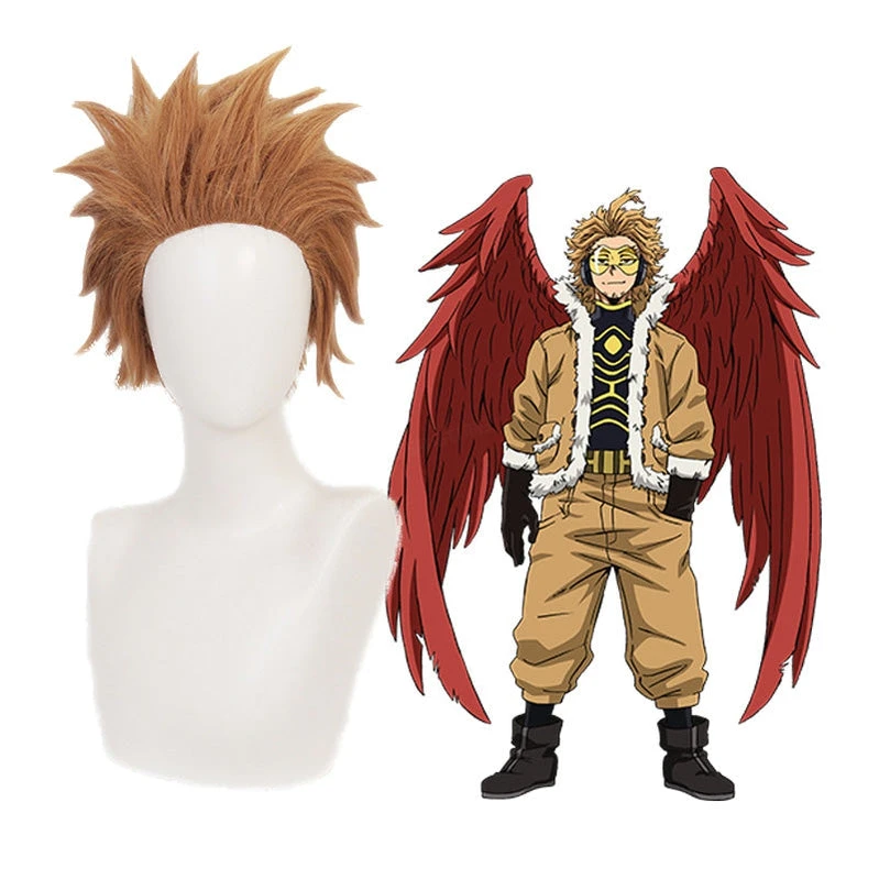 Anime My Hero Academia Wing Hero Hawks Keigo Takami Short Brown Cosplay Wigs 3 Anime My Hero Academia Wing Hero Hawks Keigo Takami Short Brown Cosplay Wigs