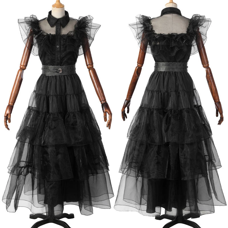 The Addams Family Wednesday Addams Iconic Dance Scenes Cosplay Costumes 2 The Addams Family Wednesday Addams Iconic Dance Scenes Cosplay Costumes