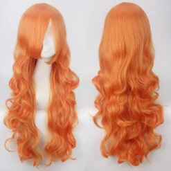 Women Wavy Sweet 80cm Long Yellow Blonde Orange Lolita Fashion Wigs With Bangs 11 Women Wavy Sweet 80cm Long Yellow Blonde Orange Lolita Fashion Wigs With Bangs -Cosplay 20