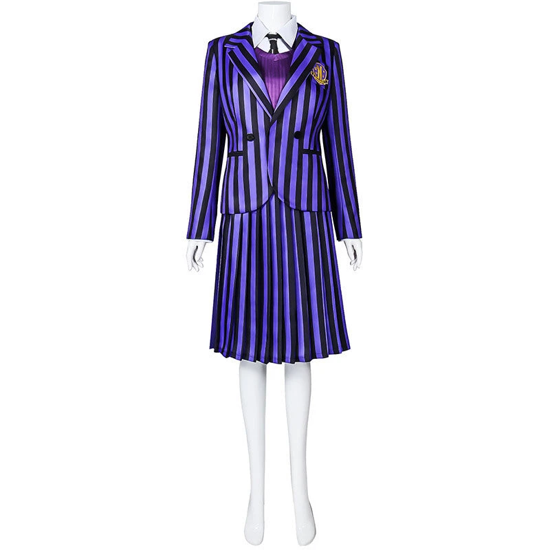 The Addams Family Wednesday Addams Purple Uniform Cosplay Costume 4 The Addams Family Wednesday Addams Purple Uniform Cosplay Costume - Image 2