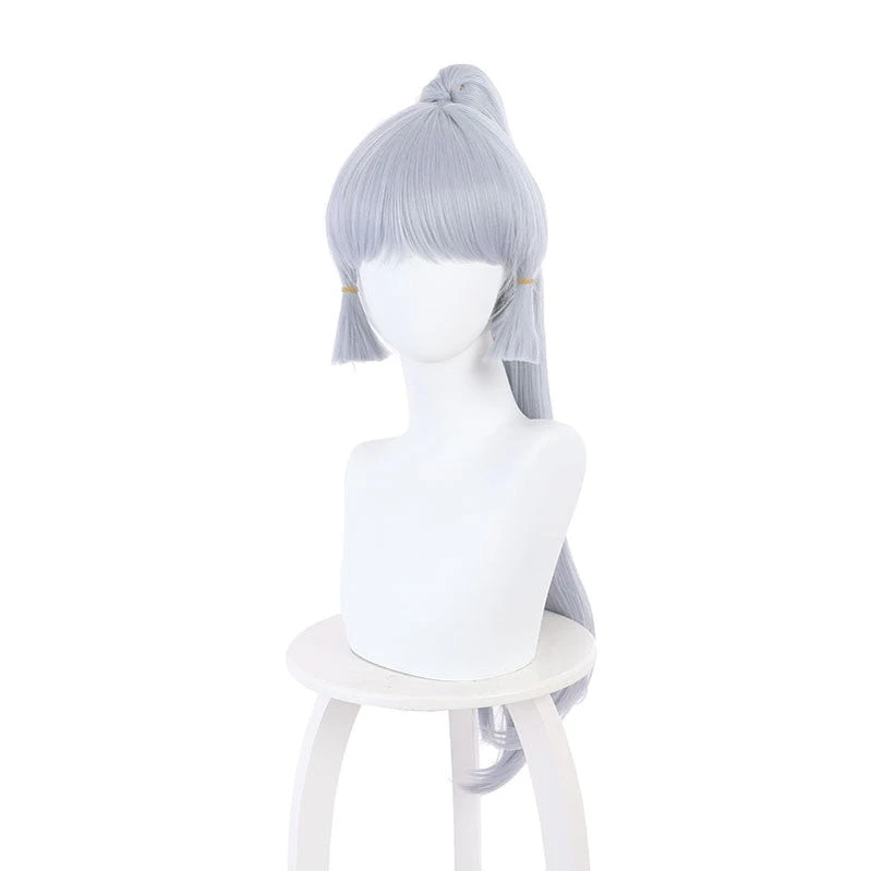 Game Genshin Impact Kamisato Ayaka Light Gray Blue Ponytail Cosplay Wigs 4 Game Genshin Impact Kamisato Ayaka Light Gray Blue Ponytail Cosplay Wigs - Image 2