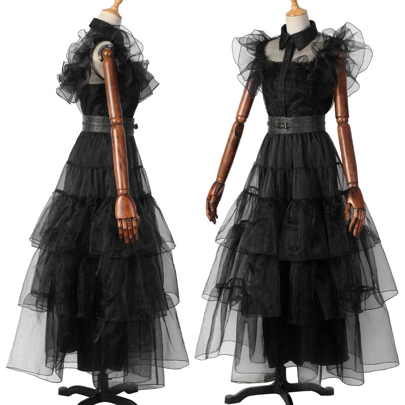 The Addams Family Wednesday Addams Iconic Dance Scenes Cosplay Costumes 3 The Addams Family Wednesday Addams Iconic Dance Scenes Cosplay Costumes - Image 2