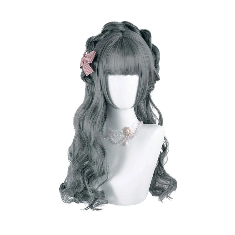 Women Fashion Long Gray Wavy Sweet Bangs Lolita Wig 3 Women Fashion Long Gray Wavy Sweet Bangs Lolita Wig