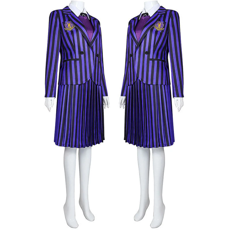 The Addams Family Wednesday Addams Purple Uniform Cosplay Costume 5 The Addams Family Wednesday Addams Purple Uniform Cosplay Costume - Image 3