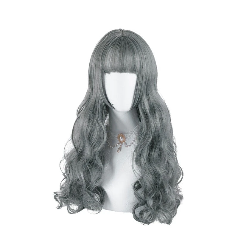Women Fashion Long Gray Wavy Sweet Bangs Lolita Wig 4 Women Fashion Long Gray Wavy Sweet Bangs Lolita Wig - Image 2