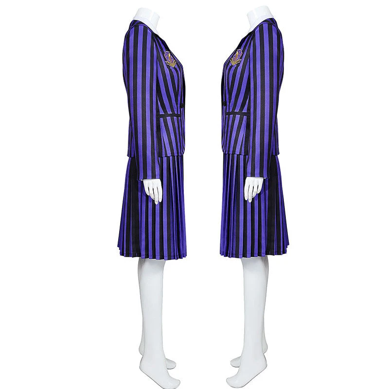 The Addams Family Wednesday Addams Purple Uniform Cosplay Costume 6 The Addams Family Wednesday Addams Purple Uniform Cosplay Costume - Image 4