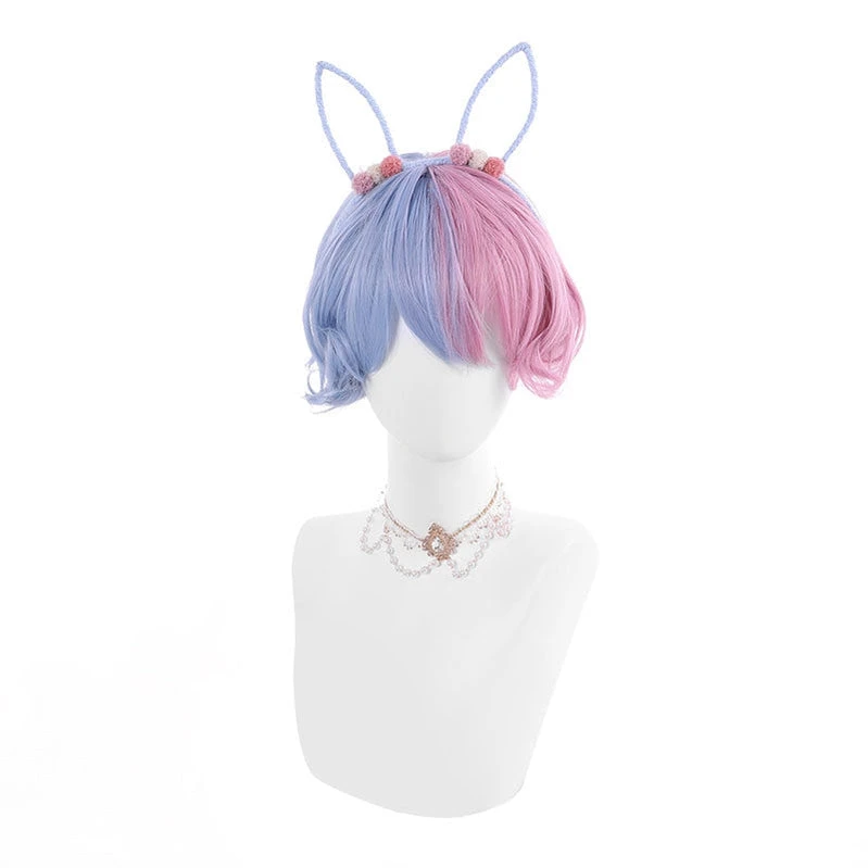 Women Fashion Wig Red Blue Black White Short Lolita Wigs 4 Women Fashion Wig Red Blue Black White Short Lolita Wigs - Image 2