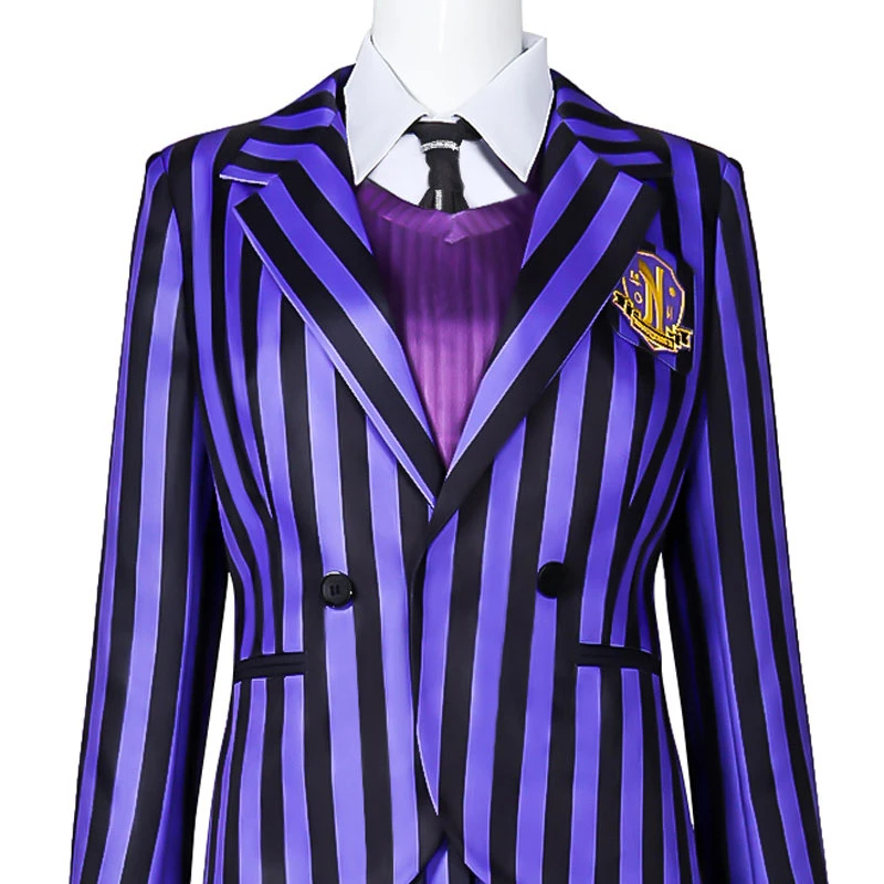 The Addams Family Wednesday Addams Purple Uniform Cosplay Costume 9 The Addams Family Wednesday Addams Purple Uniform Cosplay Costume - Image 7