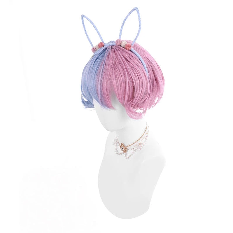 Women Fashion Wig Red Blue Black White Short Lolita Wigs 8 Women Fashion Wig Red Blue Black White Short Lolita Wigs - Image 6