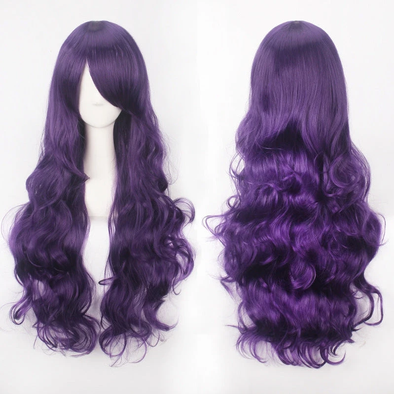 Women Wavy Sweet 80cm Long Purple And Blue Lolita Fashion Wigs With Bangs 6 Women Wavy Sweet 80cm Long Purple And Blue Lolita Fashion Wigs With Bangs - Image 4