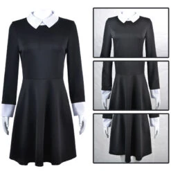 The Addams Family Wednesday Addams Short Sleeve Dress Cosplay Costumes -Cosplay 8 a6ffab56 6492 4347 b6af 384583cfaf4a