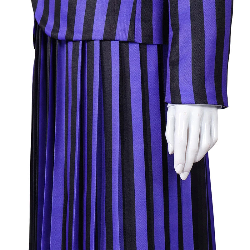The Addams Family Wednesday Addams Purple Uniform Cosplay Costume 10 The Addams Family Wednesday Addams Purple Uniform Cosplay Costume - Image 8