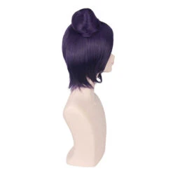 Anime Naruto Konan Short Purple Cosplay Wigs -Cosplay NARUTO Akatsuki Konan Women Dark Purple Short Wig With Bun Chignon Cosplay Costume Heat Resistant Synthetic.jpg q50 3