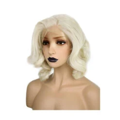 40cm Women Lace Front Wigs Short Curly White Cosplay Wigs -Cosplay QQ 20180320114721