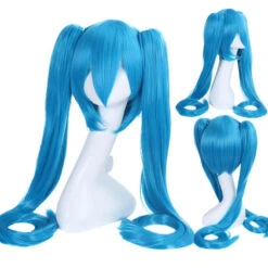 Anime VOCALOID Hatsune Miku 120cm Long Straight Double Ponytail Multicolor Bangs Cosplay Wigs -Cosplay WG197 8