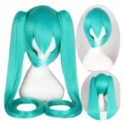 Anime VOCALOID Hatsune Miku 120cm Long Straight Double Ponytail Multicolor Bangs Cosplay Wigs -Cosplay WG197 9
